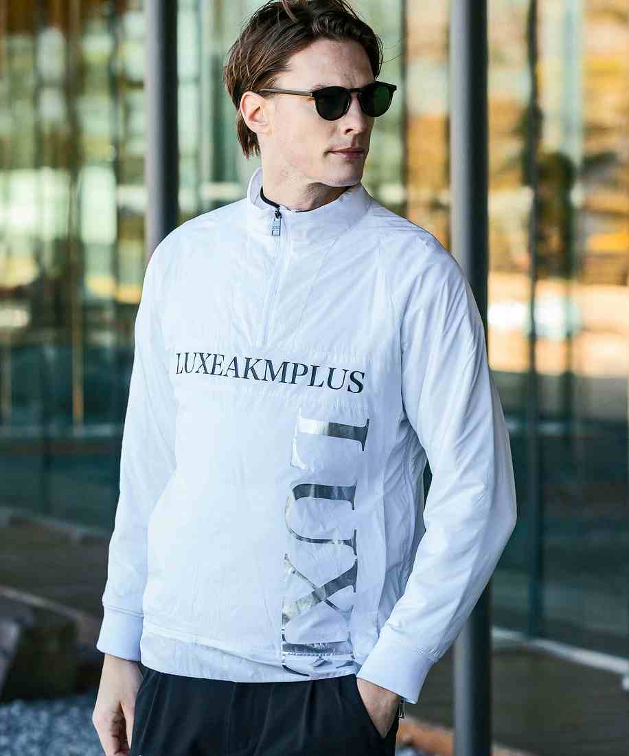 【新品】LUXEAKMPLUS 軽量ハーフジップトラックジャケット 白　M LUXEAKMPLUS ゴルフ 軽量ハーフジップトラックジャケット | リュクス