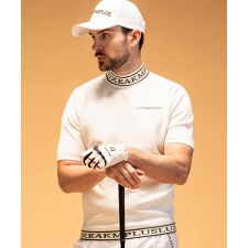 LUXEAKMPLUS ゴルフ カラーロゴ半袖ニットTシャツ