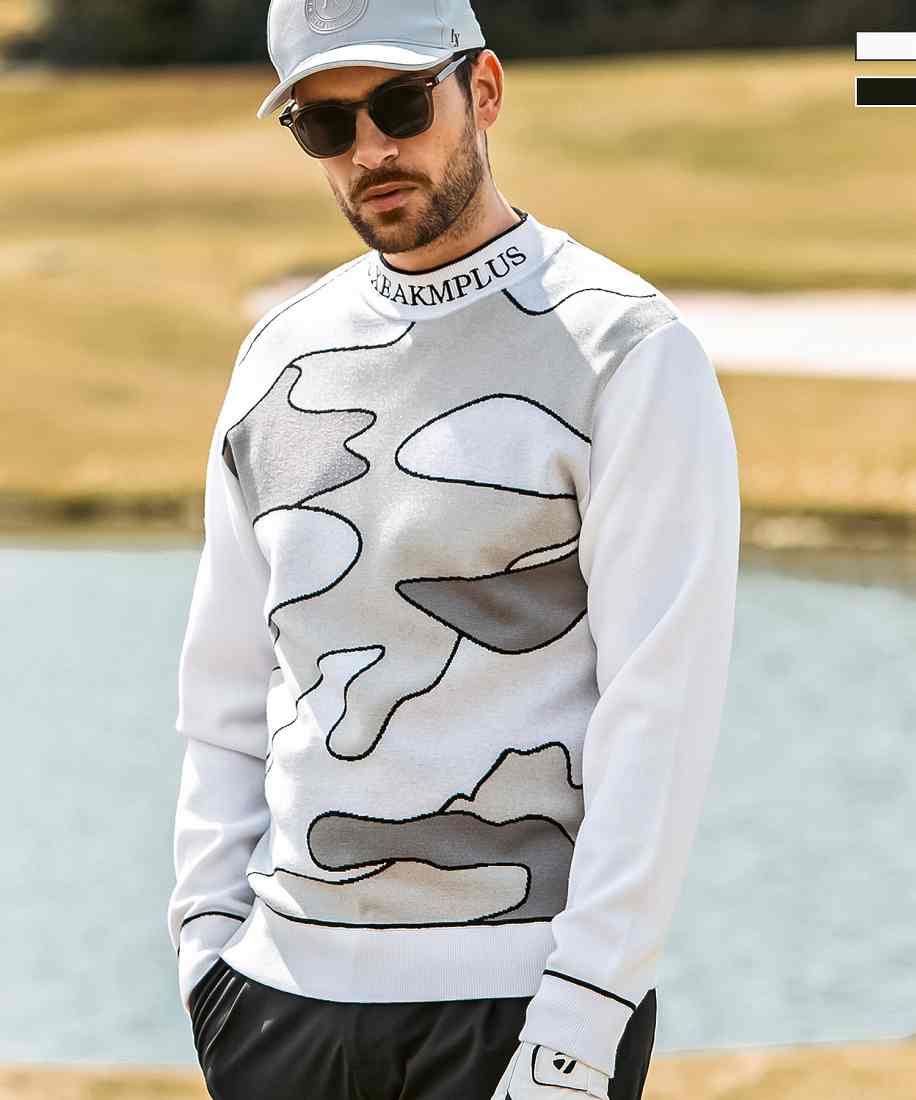 LUXEAKMPLUSゴルフ ラインカモ長袖ニット | リュクスエイケイ