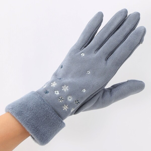 ムートン風ボンバーヒート素材アウトフィンガースタイルグローブ