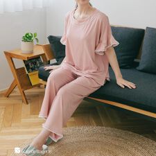 ≪tororelax とろリラ≫ フレア袖 プルオーバー＆クロップドパンツ セットアップ