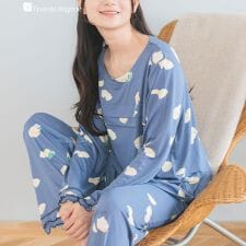 フランデランジェリー(fran de lingerie)の≪tororelax とろリラ≫胸元タック長袖プルオーバー＆リラックスロングパンツ かぶり上下セット