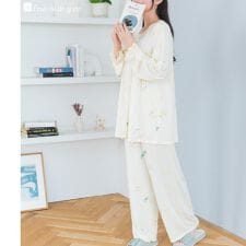 ≪tororelax とろリラ≫前開き長袖シャツ＆イージーロングパンツ セットアップ 全開上下セット