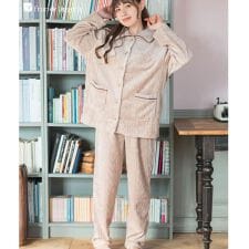 フランデランジェリー(fran de lingerie)のもこもこ パジャマ 冬 ルームウェア レディース あったか モコモコ 前開き 着る毛布
