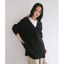 片畦 Vネック ニット トップス