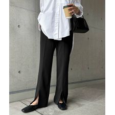 梨地ポンチ センタースリット パンツ