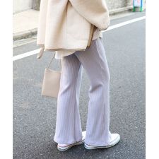 カット リブ ニットソー フレア パンツ