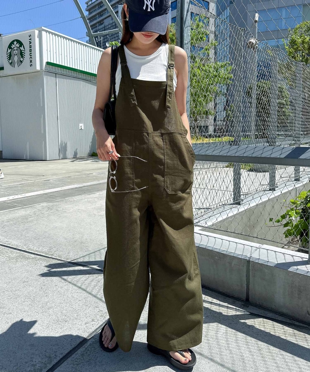 カジュアル過ぎないきれいめサロペット】 デニム ツイル ワイド