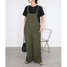 アンドミー(andme)のリネン混 ワイド ベイカー サロペット