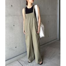 アンドミー(andme)のリネン混 ワイド ベイカー サロペット