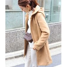 ウール混 フード付き 2way ロングコート