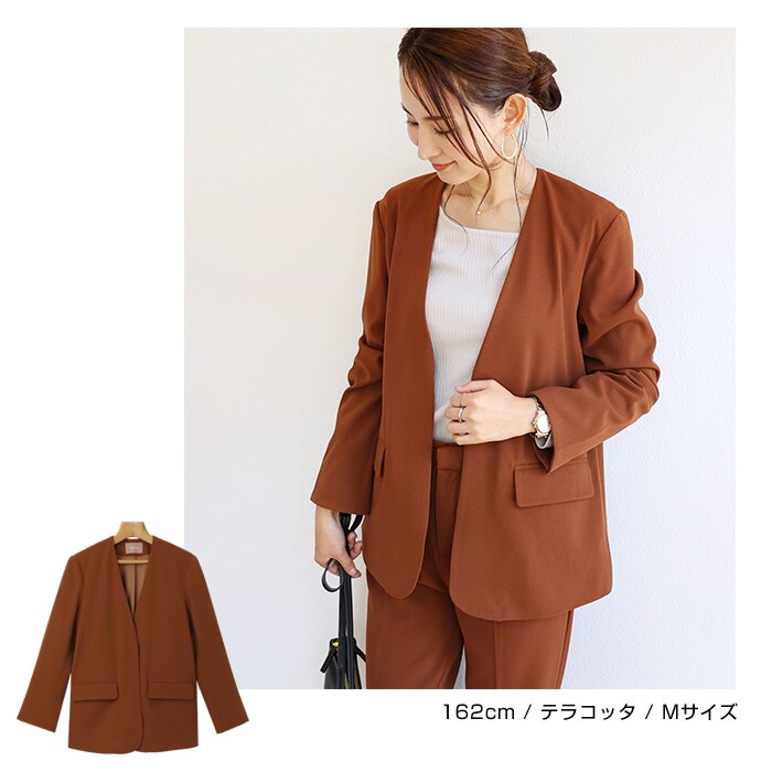 極美品✨23区 ノーカラージャケット 大きいサイズ 48 4XL 洗える とろみ ラムレザー ノーカラージャケット / 23区 | ファッション通販 【公式