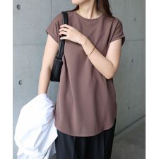 きれいめ 梨地ポンチ フレンチスリーブ トップス