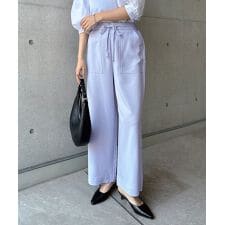 きれいめ ツイル 美脚 ウエスト ドロスト ワイドパンツ