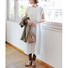 ワッフル Vネック Tシャツワンピース