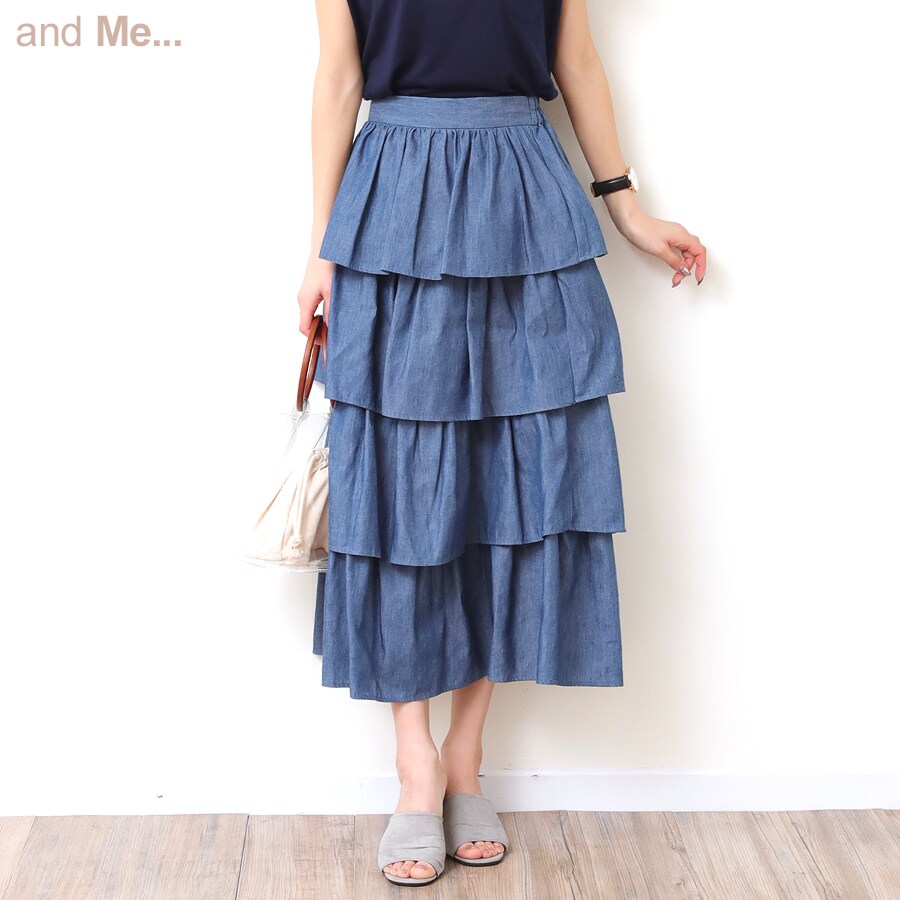 m me eme ティアードデニムロングスカート エムエメ M me eme／Tiered denim long skirt (eme10434) | All Item | Mmeeme