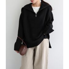 セーラーカラー 長袖 ハーフジップ ニット トップス