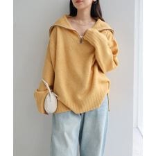 セーラーカラー 長袖 ハーフジップ ニット トップス