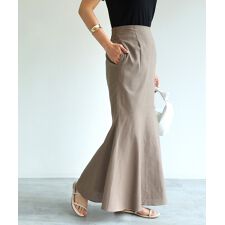 リネンブレンド 切り替え マーメイドスカート