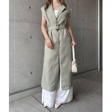 ウエストベルト付き ジレ トレンチコート