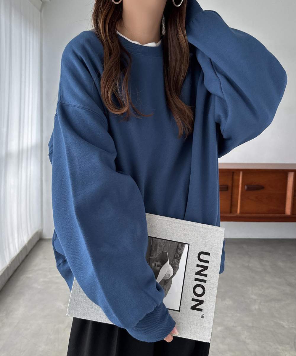 裏起毛 ボリューム 長袖 スウェット トップス