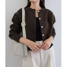 アンドミー(andme)の無地/ボーダー パールボタン 長袖 ニット カーディガン