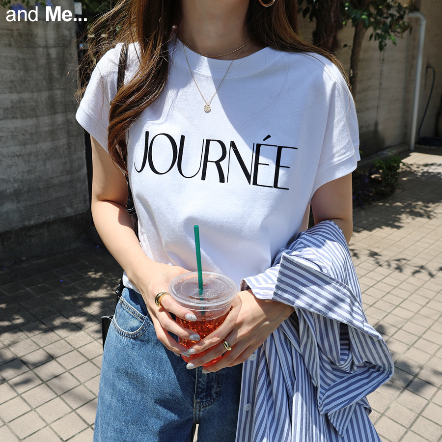 ロゴプリント フレンチスリーブ Tシャツ | アンドミー(and Me