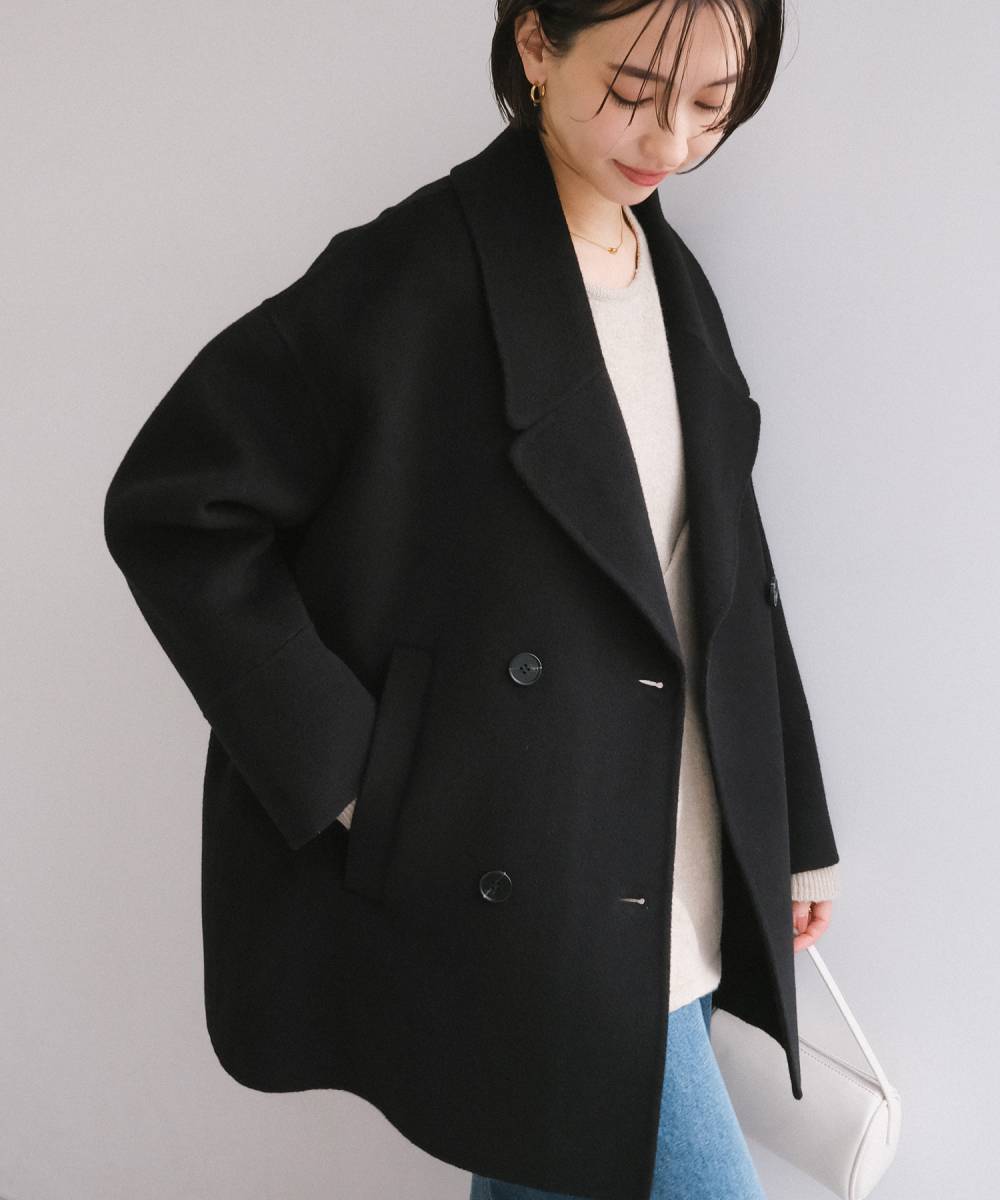 ミドル丈日本製イタリア素材】ウールメルトン ピーコート | アン