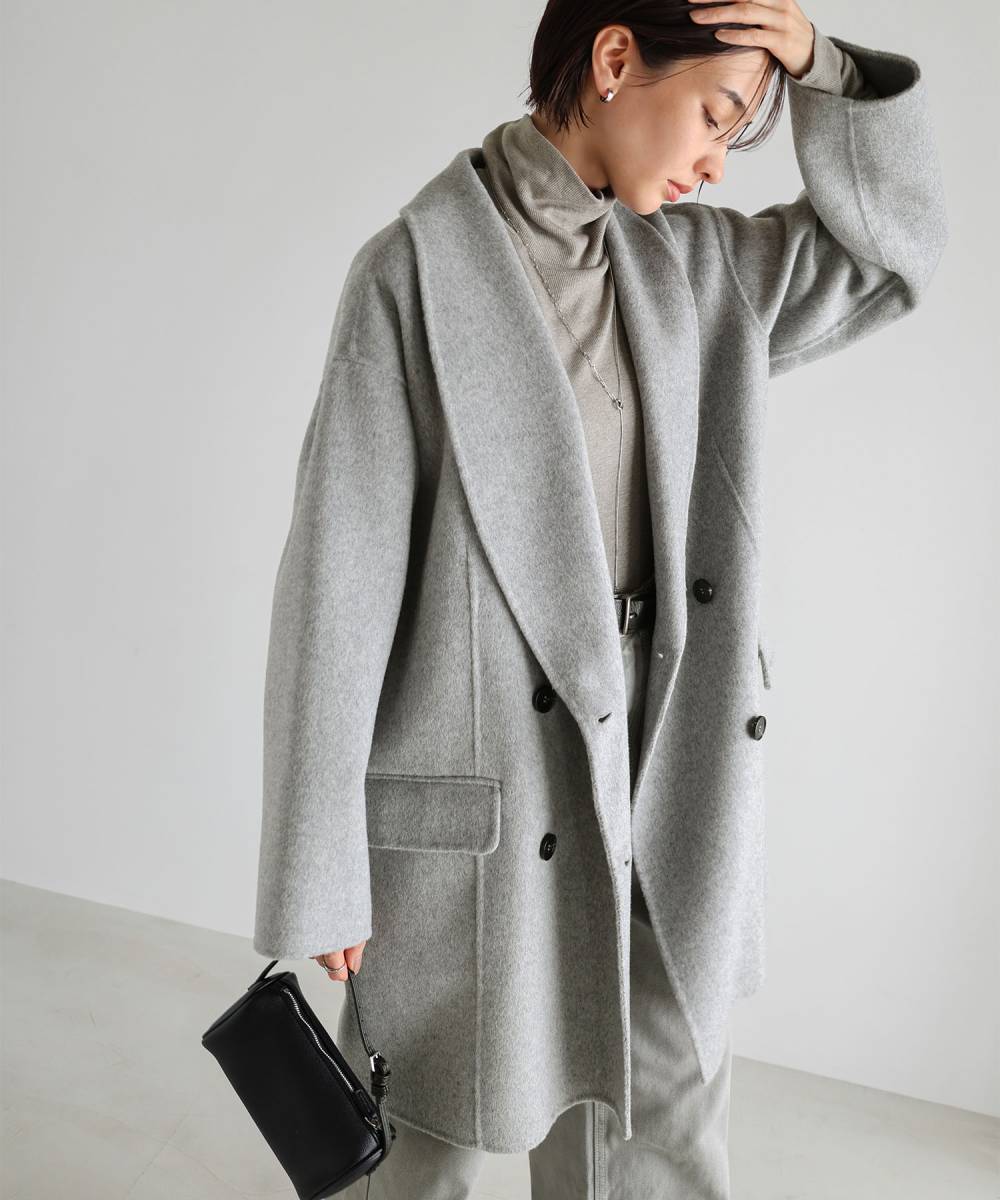 イエナ　super140 ウールコクーンショートコート　グレー　34 super140 ウールコクーンショートコート | イエナ(IENA) | マルイ