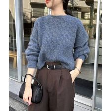 ミックスカラー クロップド丈 長袖ニット トップス