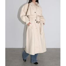アンドミー(andme)のフェイクウール ウエストベルト付き ロング丈トレンチコート