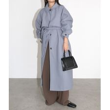 アンドミー(andme)のフェイクウール ウエストベルト付き ロング丈トレンチコート