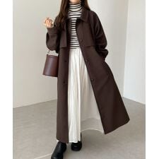 アンドミー(andme)のフェイクウール ウエストベルト付き ロング丈トレンチコート