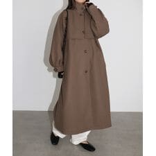 アンドミー(andme)のフェイクウール ウエストベルト付き ロング丈トレンチコート