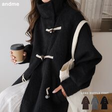アンドミー(andme)のニット シャギー スタンドカラー ダッフルコート