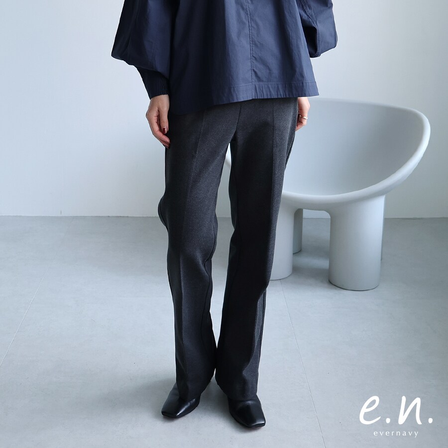 ウール調 ポンチ フレア パンツ evernavy エバーネイビー | エバー