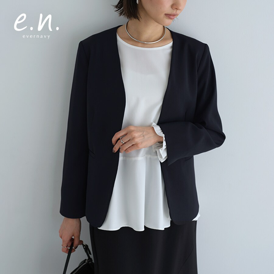 ノーカラー ジャケット evernavy エバーネイビー | エバーネイビー
