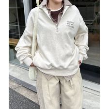 ハーフジップ エンブロイダリー ロゴ 裏毛 スウェット トップス ANME アンメ