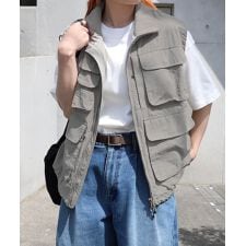 接触冷感 UV ダブルジップ ナイロンベスト ANME アンメ