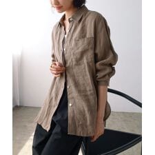 リネン オーバーサイズ シャツ evernavy エバーネイビー