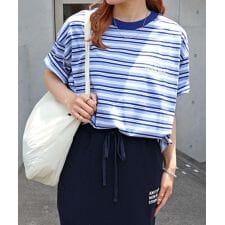 ANME エンブロイダリー マルチボーダー 半袖 Tシャツ ANME アンメ