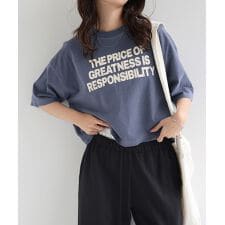 ピグメント加工 ロゴ プリント ショート丈 Tシャツ