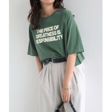 ピグメント加工 ロゴ プリント ショート丈 Tシャツ