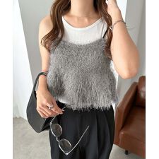 フェザー ペプラム ニット ビスチェ