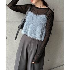 フェザー ペプラム ニット ビスチェ