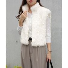ショート丈 シープ ファー ベスト