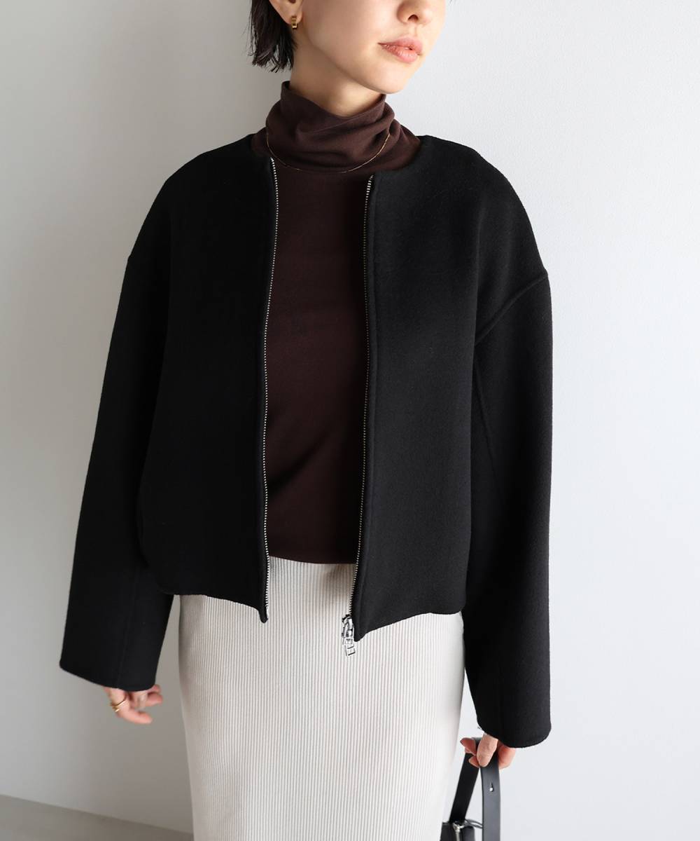 スイビダブルクロスノーカラーダブル前コート | スローブ イエナ(SLOBE