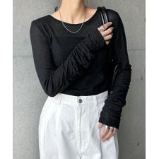 シャーリング シアー リブ トップス