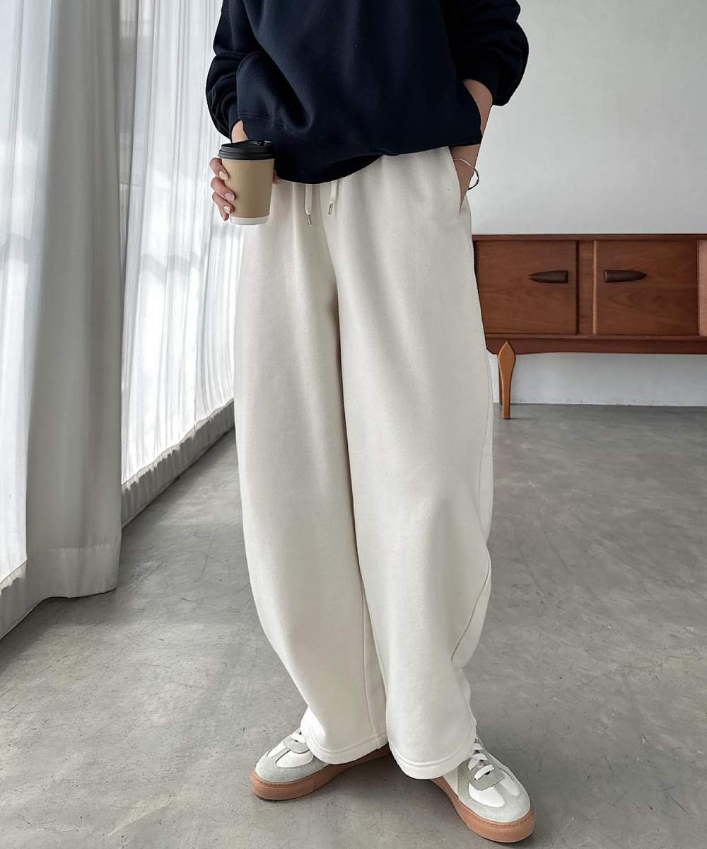 裏起毛 スウェット カーブ ロング パンツ