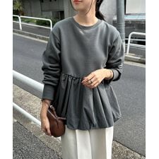 裏起毛 ペプラム スウェット トップス